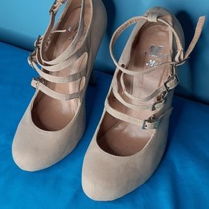 Miss Me? Nude Beige Tan Stilletos Heels Strappy